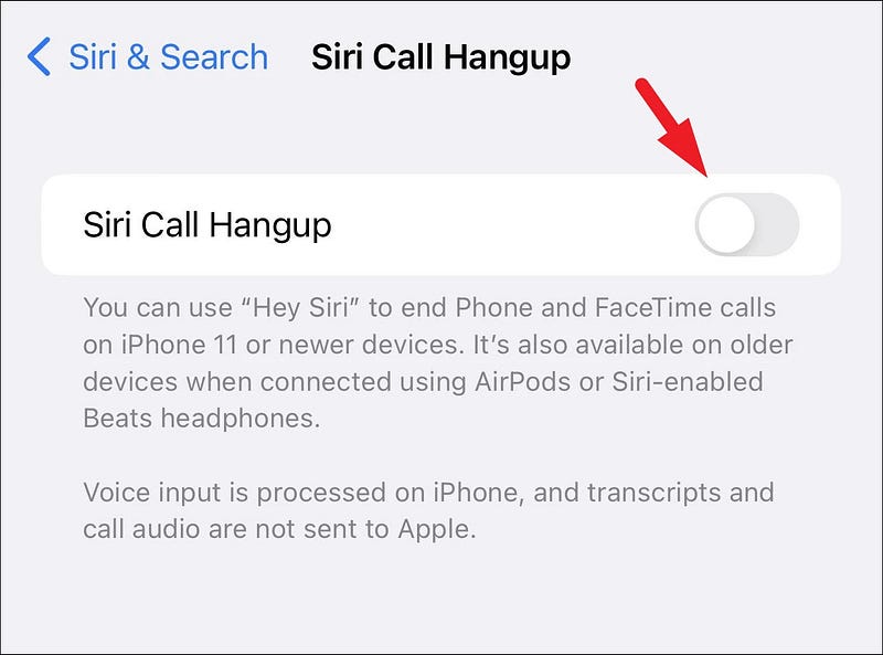 Siri Call Hangup Feature in iOS 16