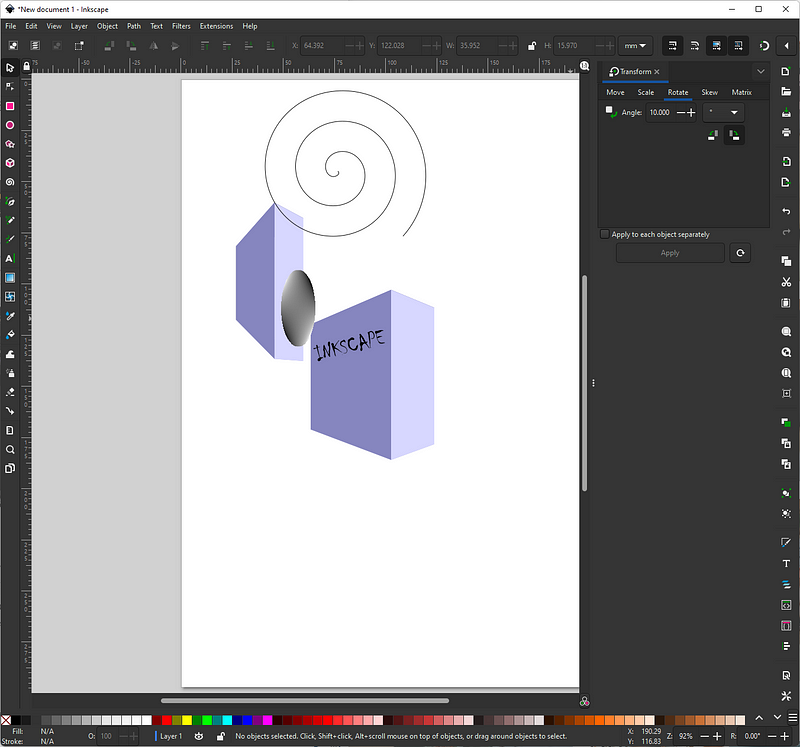 Inkscape vector graphics editing interface