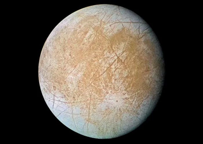 Illustration of Europa's icy surface and ocean