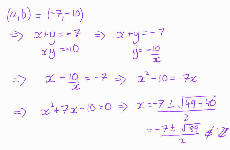 Testing potential solutions for x and y