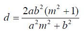 Equation depicting the relationship between line and ellipse