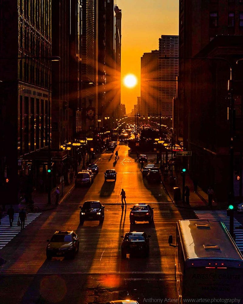 Photographers capturing the sunset in Chicago