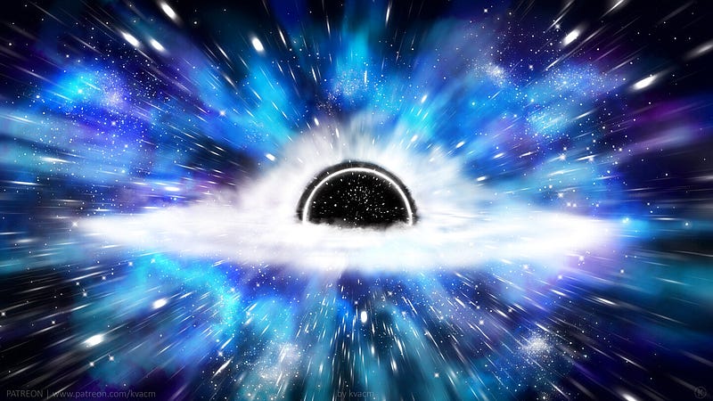 Artistic depiction of stars rapidly orbiting a black hole.