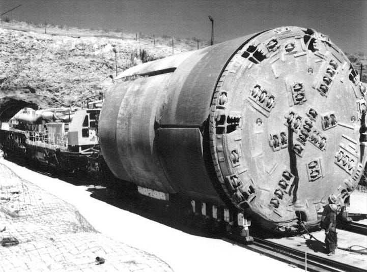 Tunnel boring machine at a military site