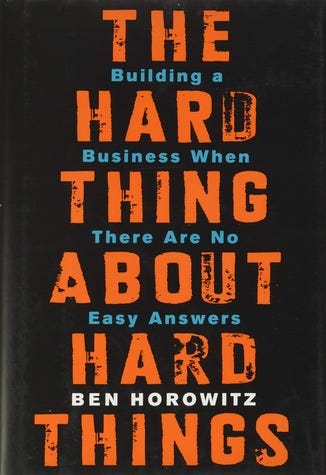 Book cover of *The Hard Thing About Hard Things*