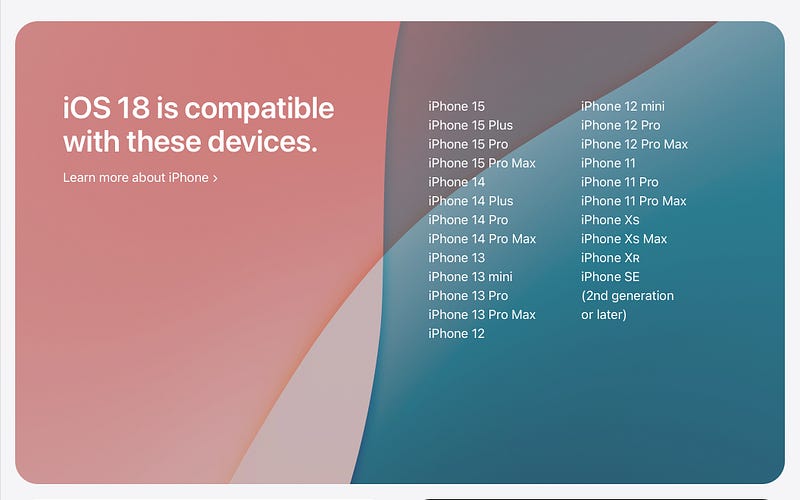 Apple Devices with iOS 18 Features