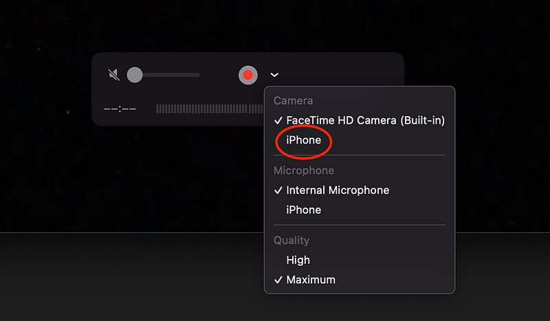 Selecting Device in QuickTime Player