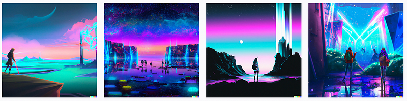 Surreal landscape with neon colors