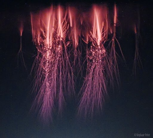 Lightning striking during a storm