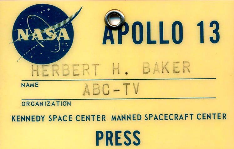 Author's NASA press pass from Apollo 13 mission