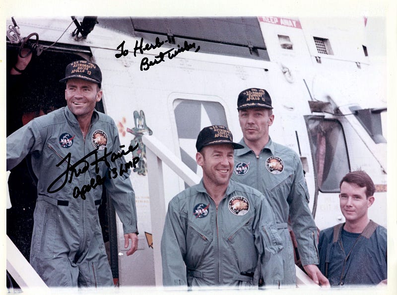 Apollo 13 crew aboard recovery ship USS Iwo Jima