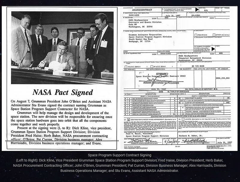 Grumman newsletter article and Space Station Program cover