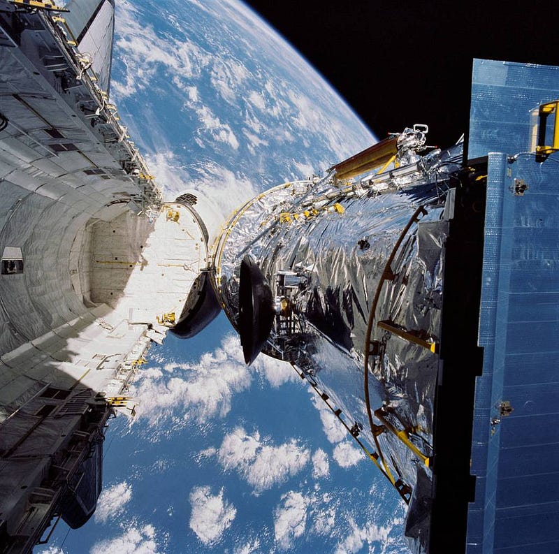 Hubble Space Telescope deployment from the shuttle