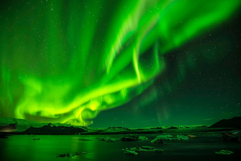 A stunning view of the aurora borealis.